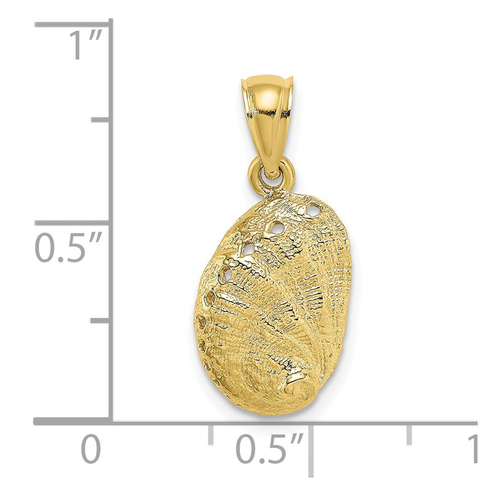 10k Yellow Gold 10.4 mm 2-D Abalone Shell Charm (1.26 grams)