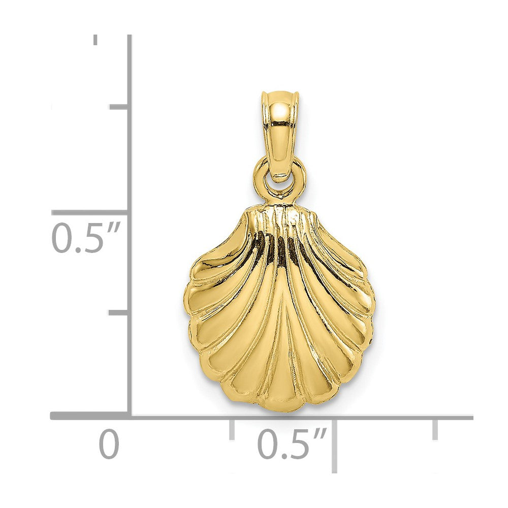 10k Yellow Gold 11.05 mm Polished Scallop Shell Charm (0.9 grams)