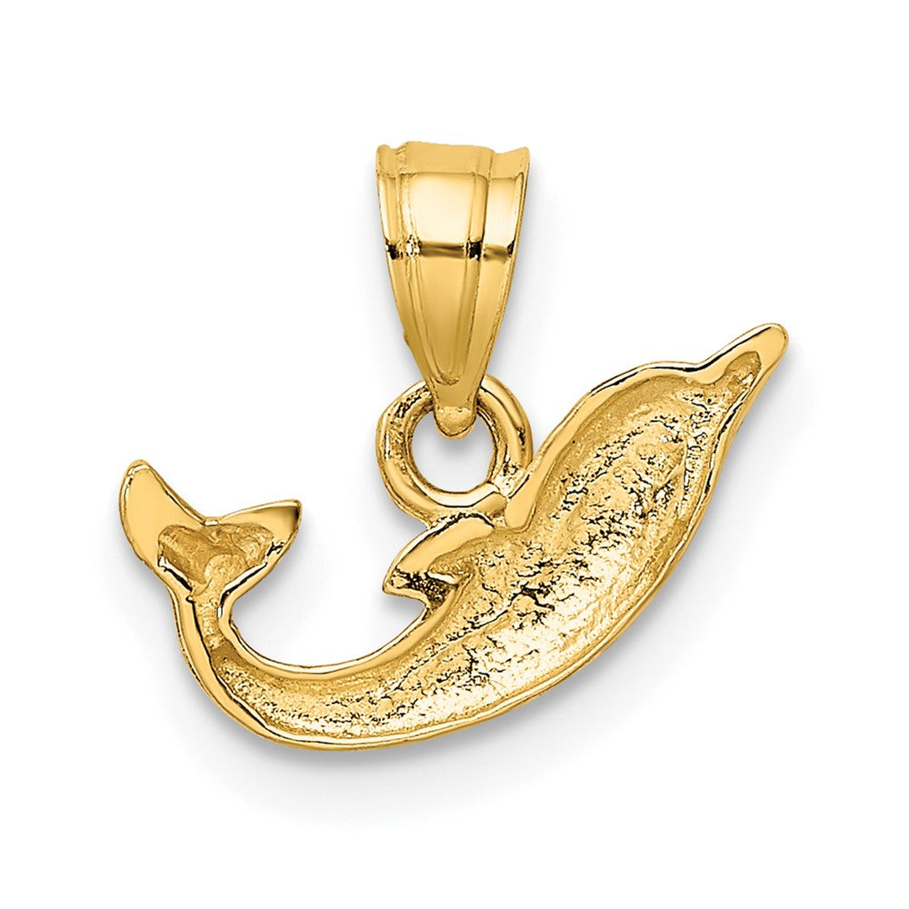 10k Yellow Gold 13.55 mm Polished Mini Dolphin Charm (0.51 grams)