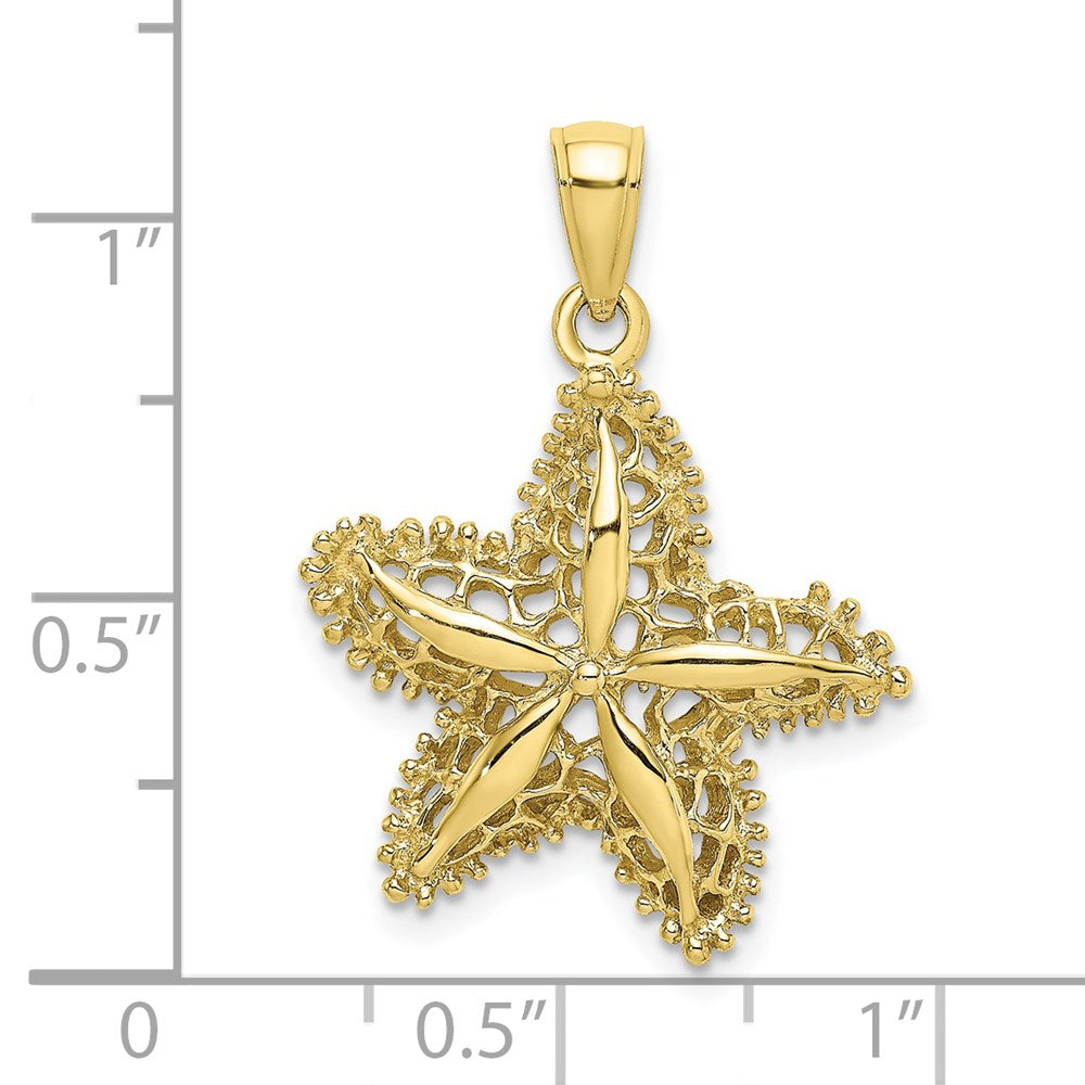 10k Yellow Gold 21.5 mm Starfish Filigree Charm (2.25 grams)