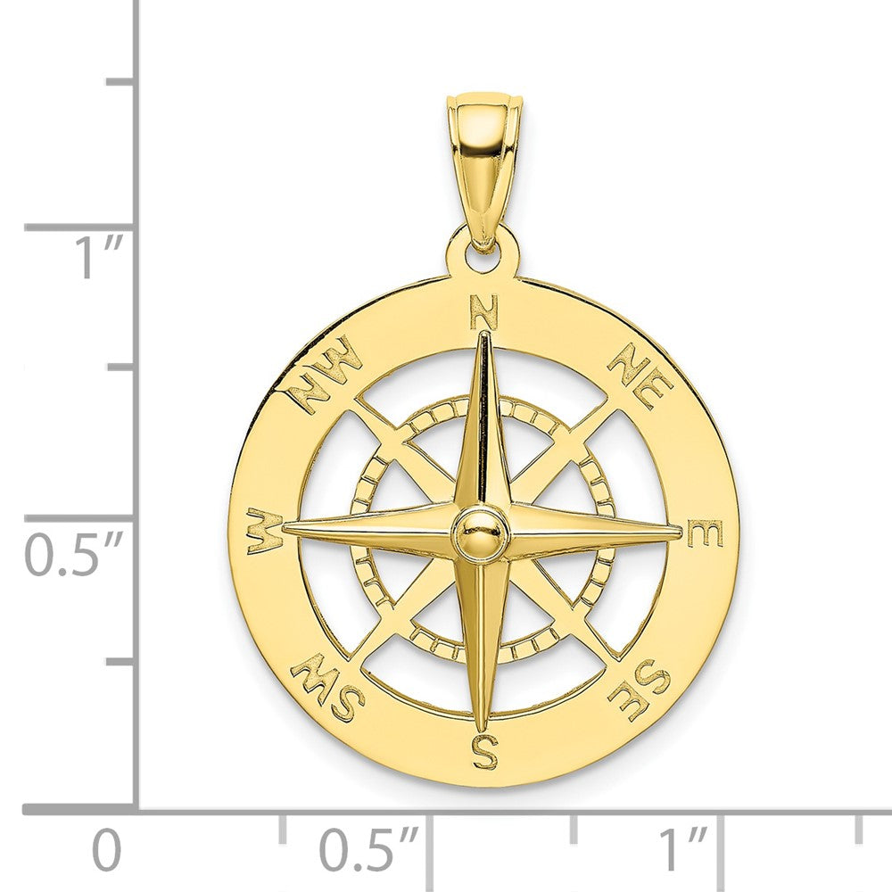 10k Yellow Gold 21.78 mm Nautical Compass Charm (3.66 grams)