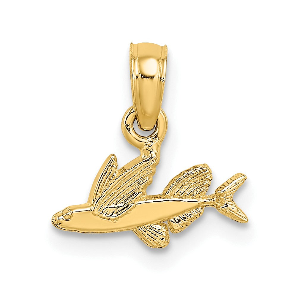 10k Yellow Gold 11.5 mm Mini Flying Fish Charm (0.3 grams)