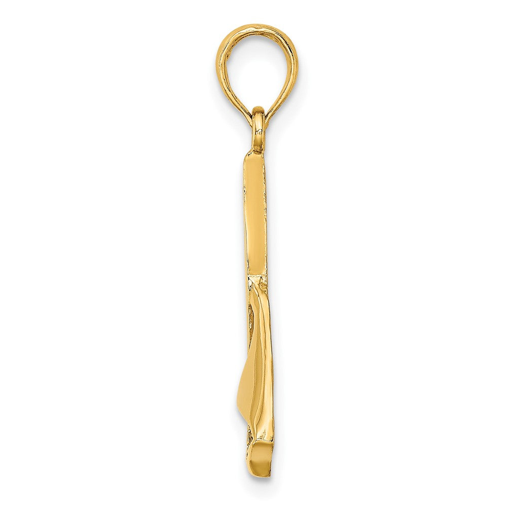 10k Yellow Gold 12.3 mm 2-D Polished Sailboat Charm (1.27 grams)