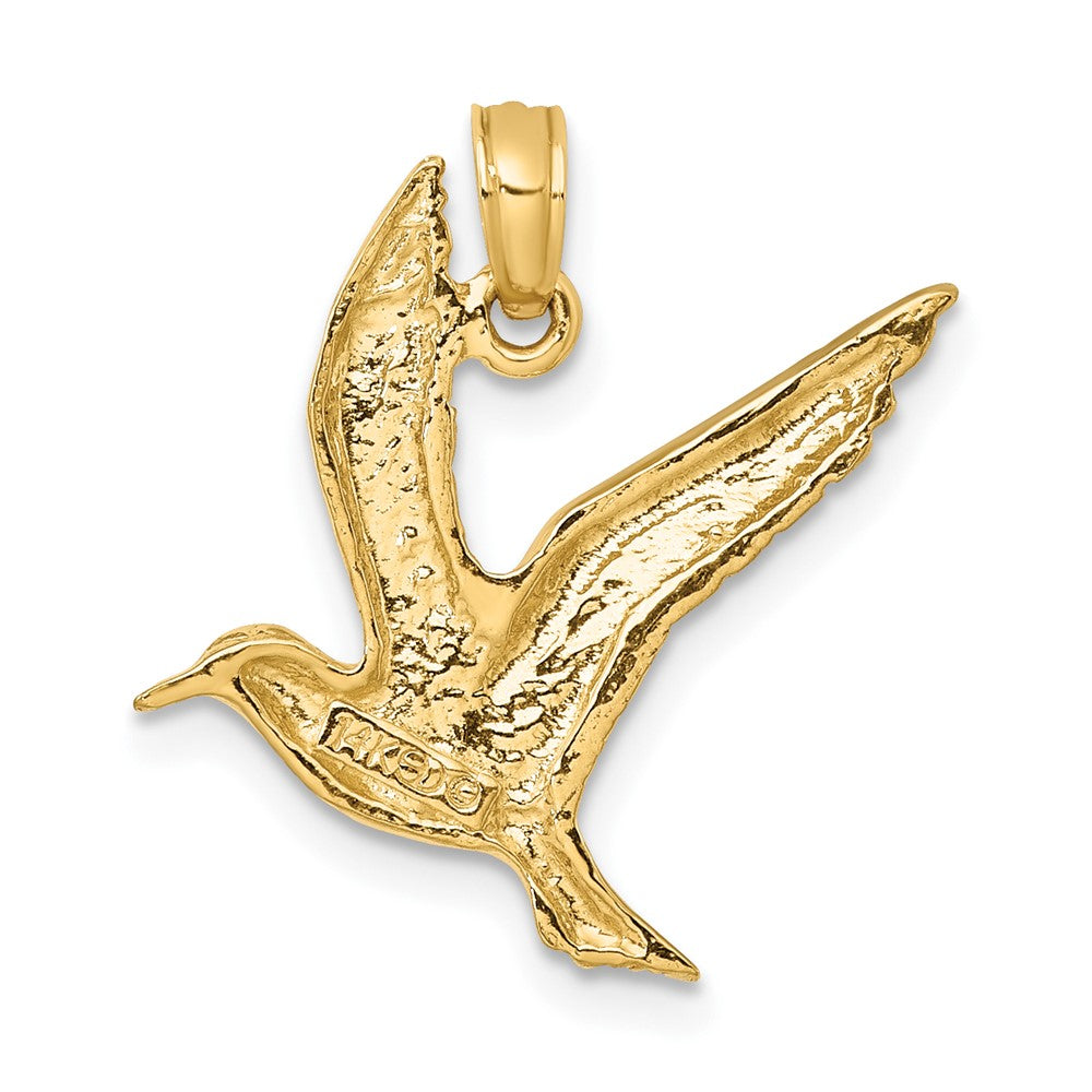 10k Yellow Gold 21.8 mm Polished and 2-D Seagull Flying Charm (1.26 grams)