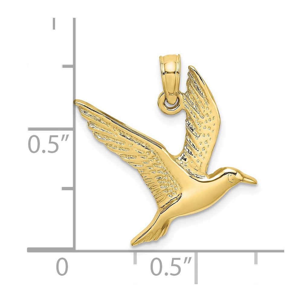 10k Yellow Gold 21.8 mm Polished and 2-D Seagull Flying Charm (1.26 grams)