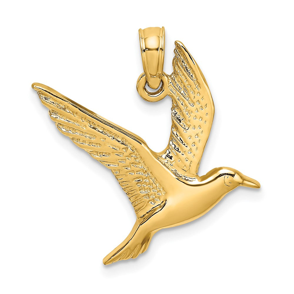 10k Yellow Gold 21.8 mm Polished and 2-D Seagull Flying Charm (1.26 grams)