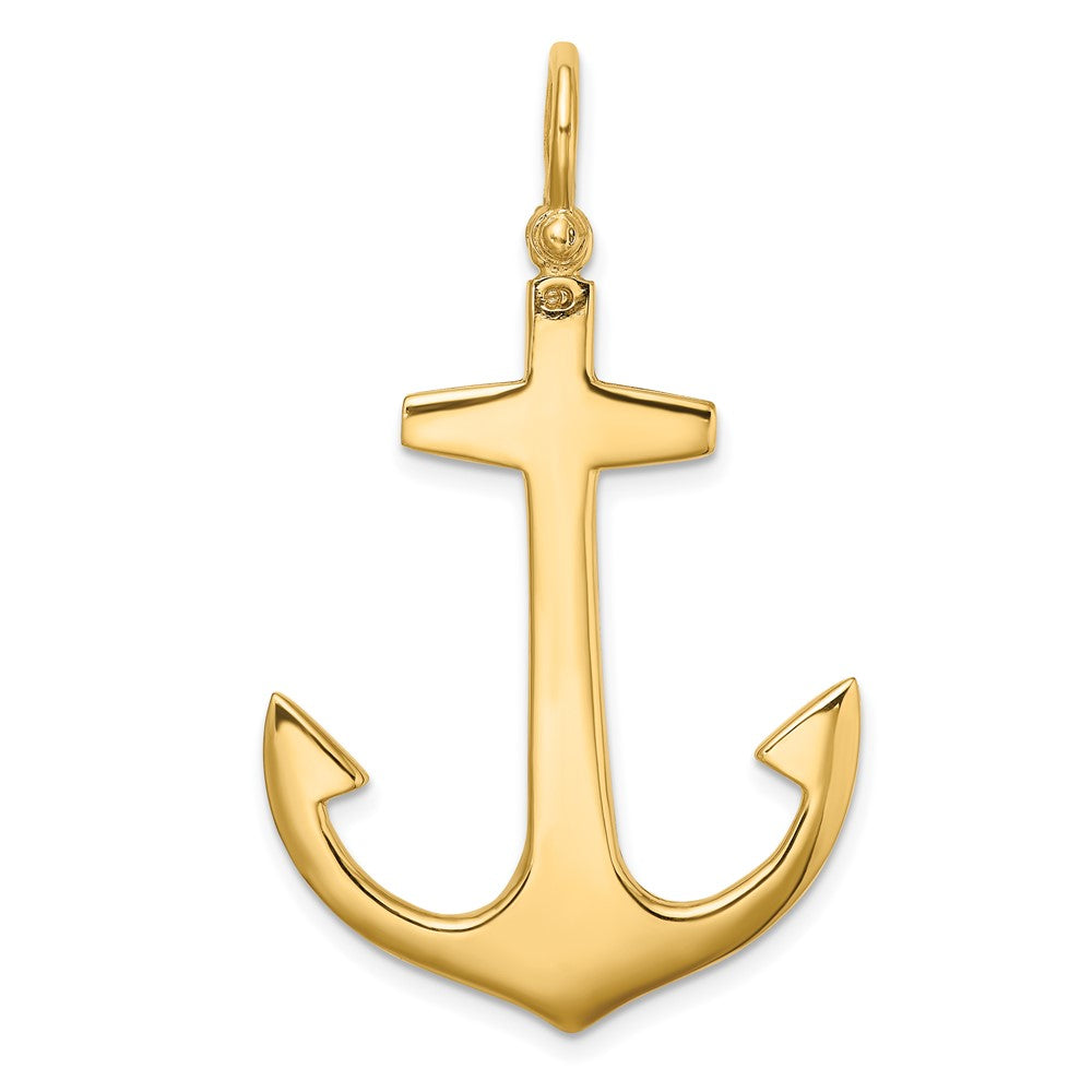 10k Yellow Gold 27.65 mm 3-D Polished Large Anchor Charm (5.45 grams)