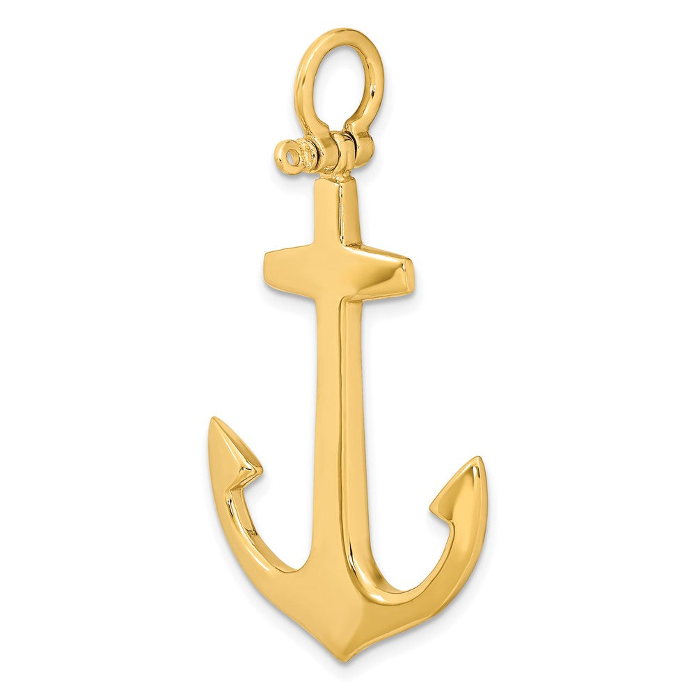 10k Yellow Gold 27.65 mm 3-D Polished Large Anchor Charm (5.45 grams)