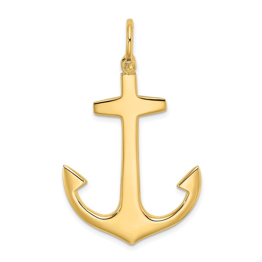 10k Yellow Gold 27.65 mm 3-D Polished Large Anchor Charm (5.45 grams)