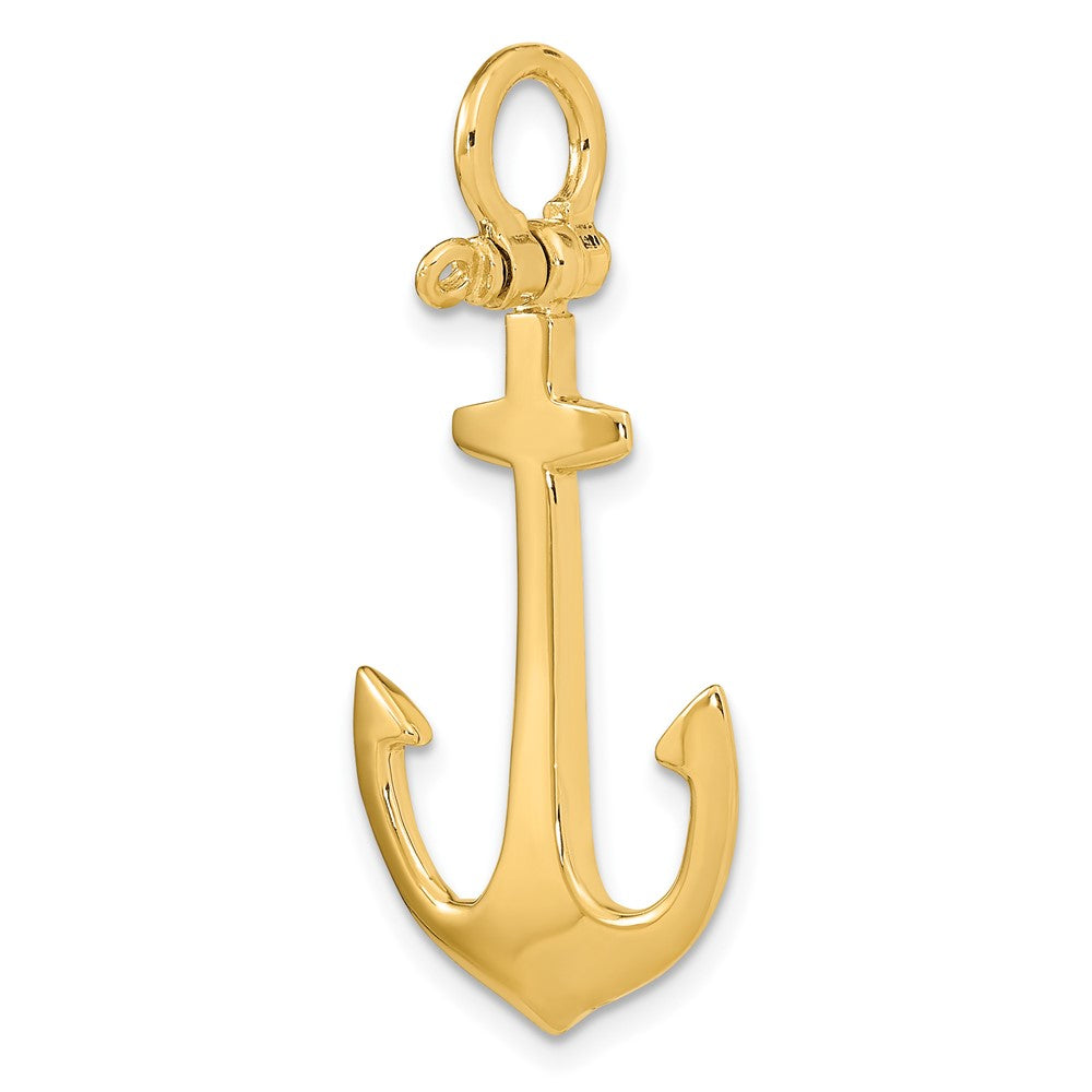 10k Yellow Gold 19.75 mm 3-D Polished Anchor Charm (2.94 grams)