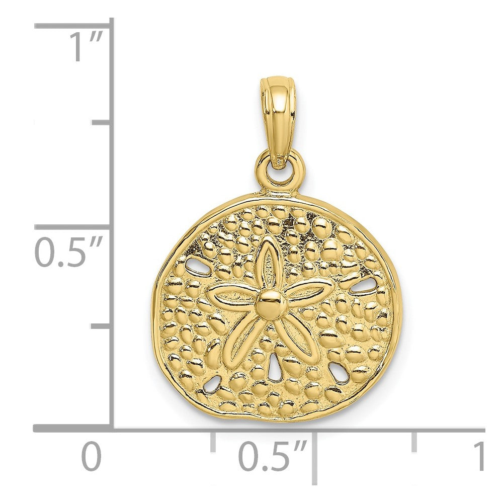 10k Yellow Gold 16.9 mm 2-D Cut-Out Sand Dollar Charm (2.27 grams)