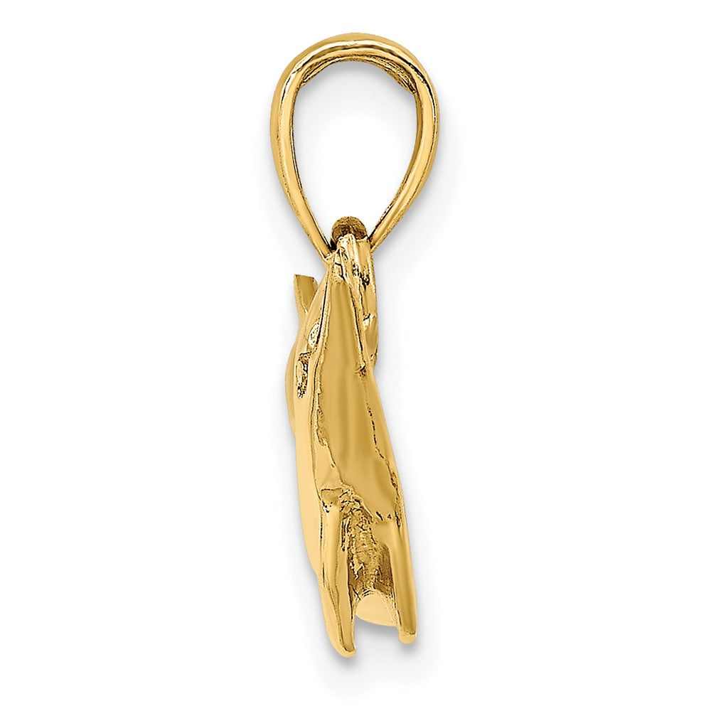 10k Yellow Gold 27.8 mm 2-D Polished Dolphin Charm (2.56 grams)