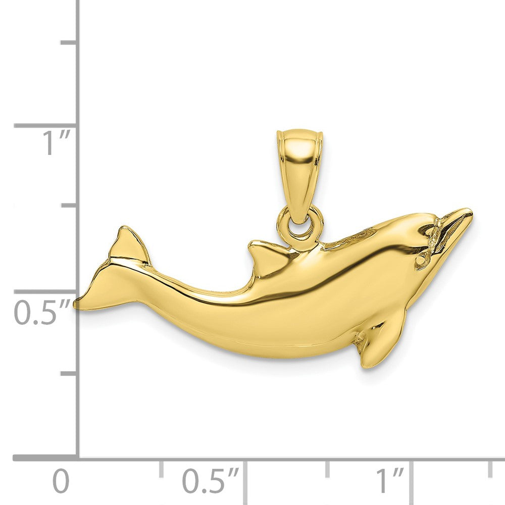 10k Yellow Gold 27.8 mm 2-D Polished Dolphin Charm (2.56 grams)