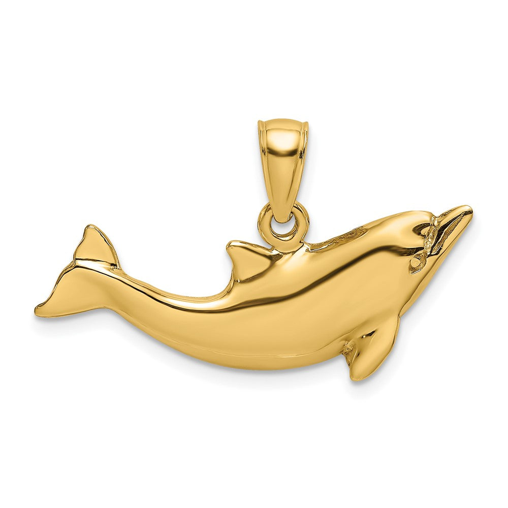 10k Yellow Gold 27.8 mm 2-D Polished Dolphin Charm (2.56 grams)