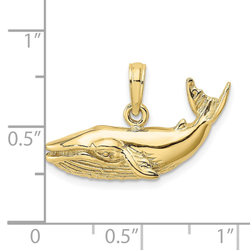 10k Yellow Gold 25.65 mm 2-D Humpback Whale Charm (2.02 grams)