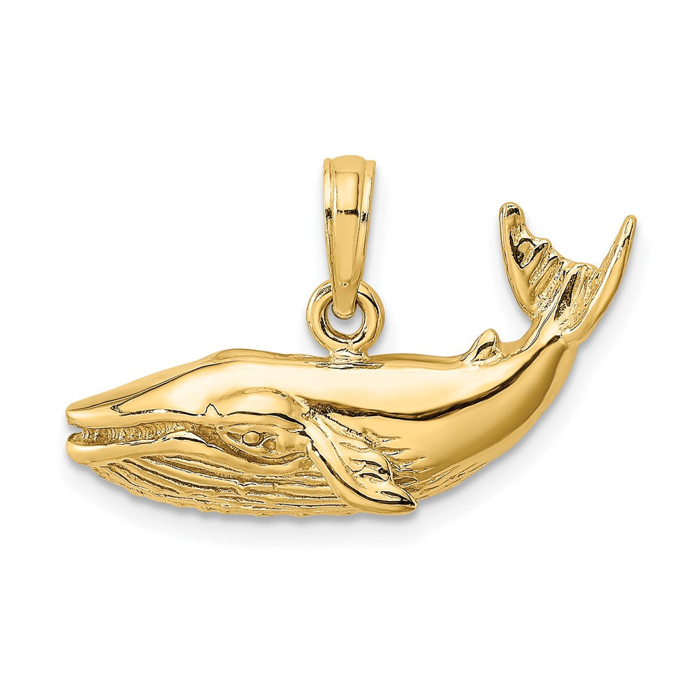 10k Yellow Gold 25.65 mm 2-D Humpback Whale Charm (2.02 grams)