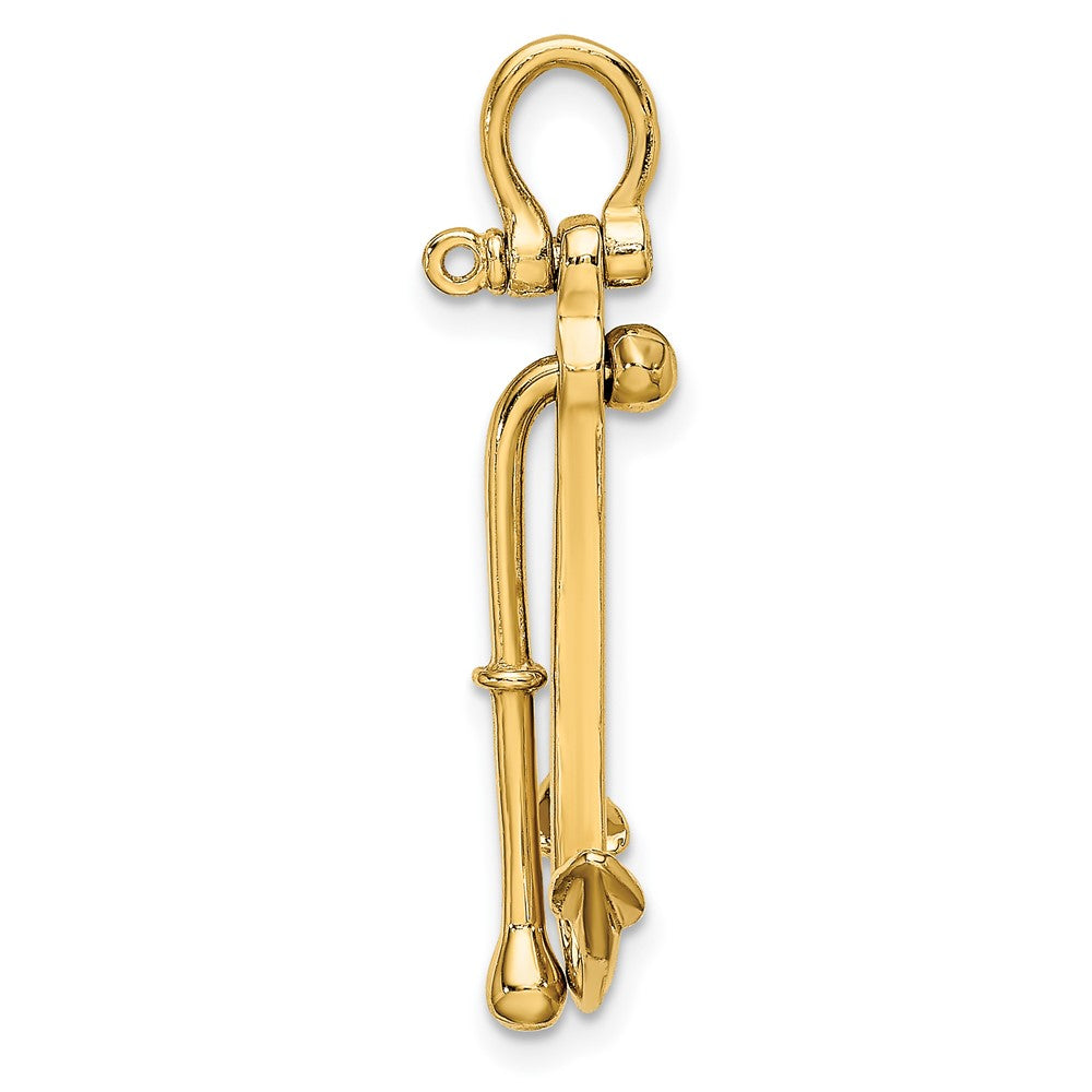 10k Yellow Gold 17.7 mm 3-D Polished Anchor 2 Piece and Moveable Charm (2.01 grams)