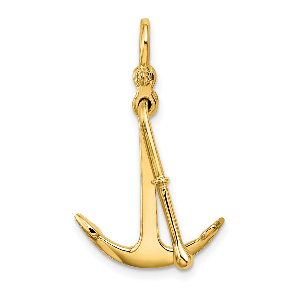 10k Yellow Gold 17.7 mm 3-D Polished Anchor 2 Piece and Moveable Charm (2.01 grams)