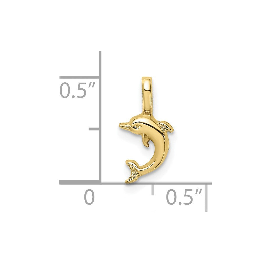 10k Yellow Gold 7 mm Mini Jumping Dolphin w/ Fixed Bail Charm (0.29 grams)