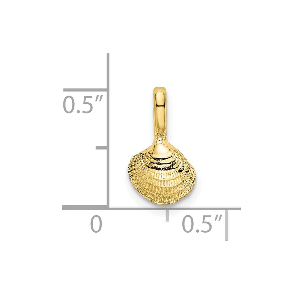 10k Yellow Gold 6.9 mm Mini Clam Shell Charm (0.29 grams)