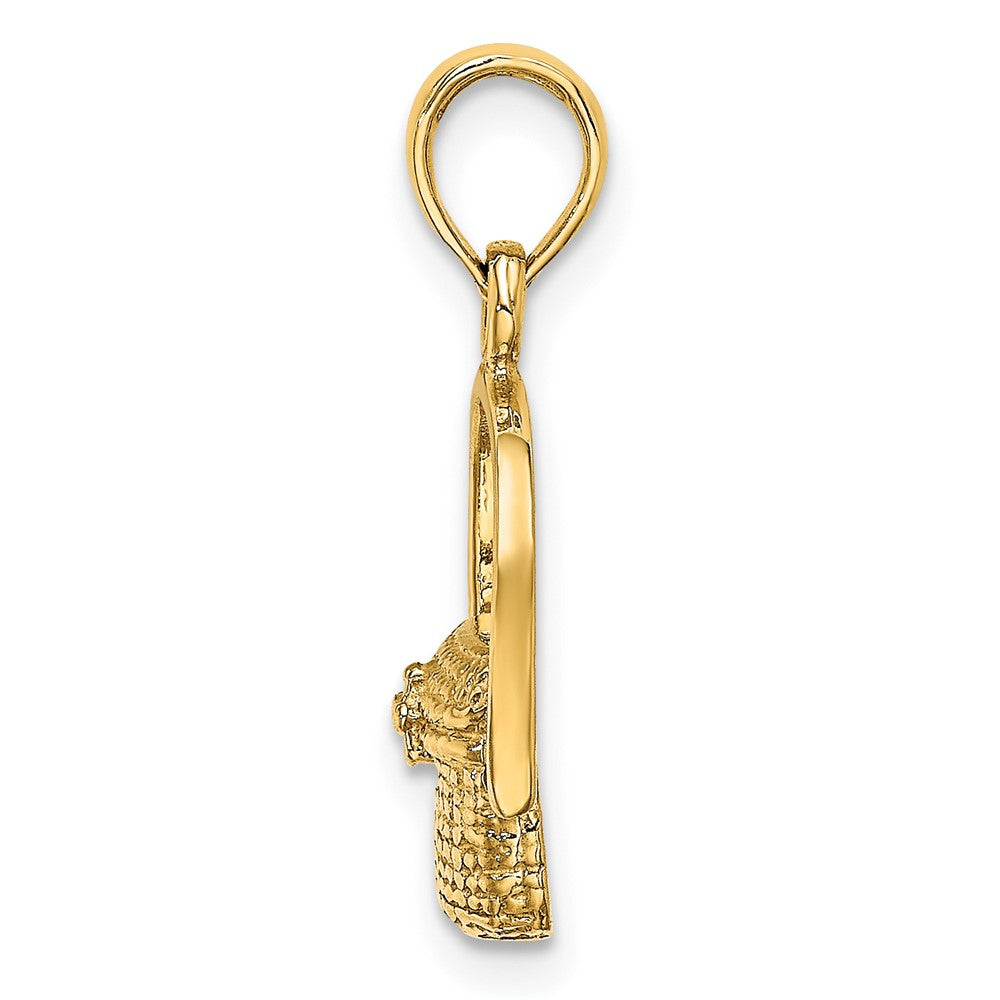 10k Yellow Gold 10.85 mm 2-D Nantucket Basket Charm (1.04 grams)