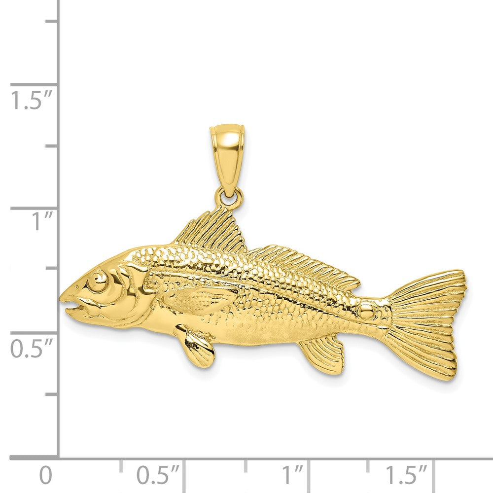 10k Yellow Gold 37.25 mm 3-D Red Fish Charm (6.8 grams)
