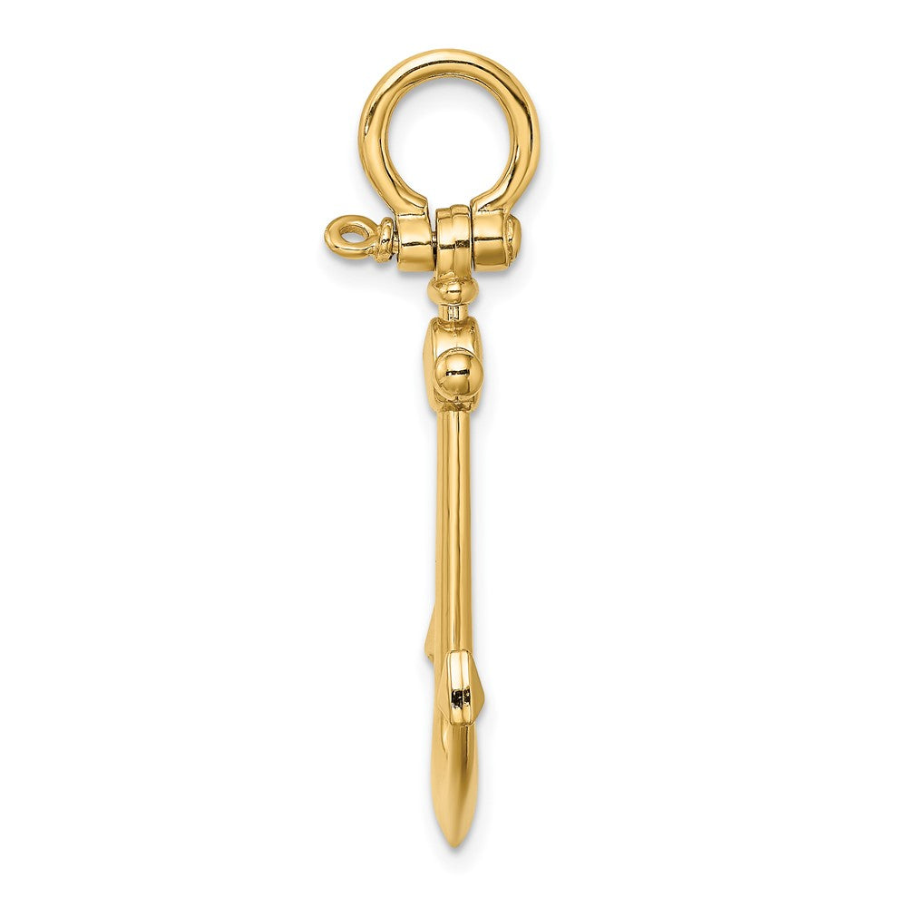 10k Yellow Gold 22.7 mm 3-D Small Anchor w/ Shackle Bail Charm (2.99 grams)