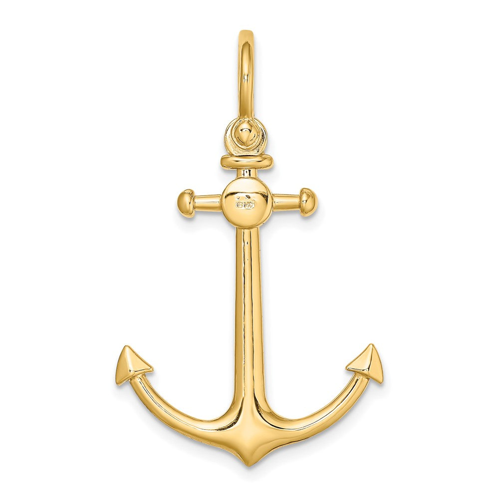 10k Yellow Gold 22.7 mm 3-D Small Anchor w/ Shackle Bail Charm (2.99 grams)