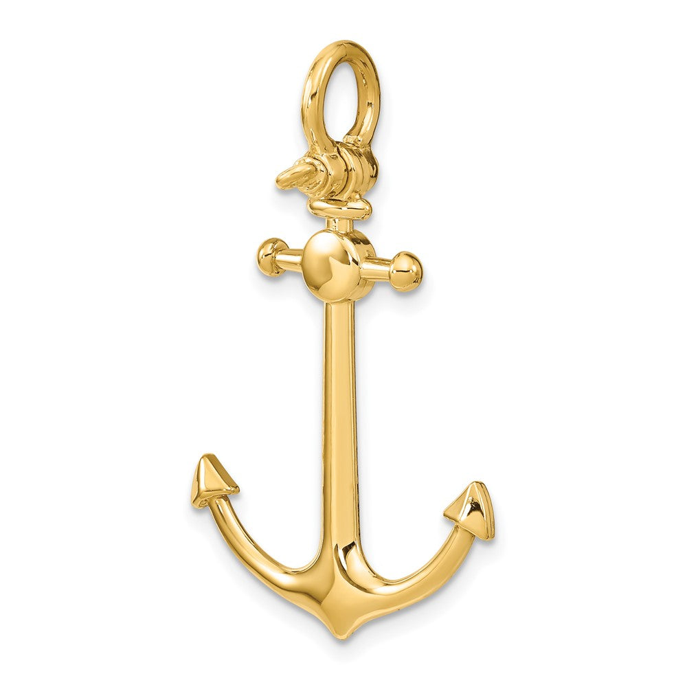 10k Yellow Gold 22.7 mm 3-D Small Anchor w/ Shackle Bail Charm (2.99 grams)