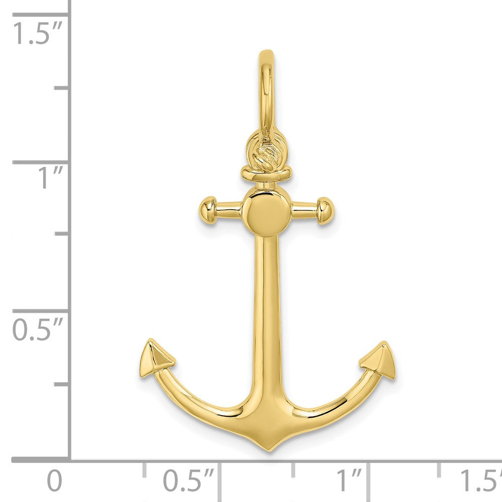 10k Yellow Gold 22.7 mm 3-D Small Anchor w/ Shackle Bail Charm (2.99 grams)