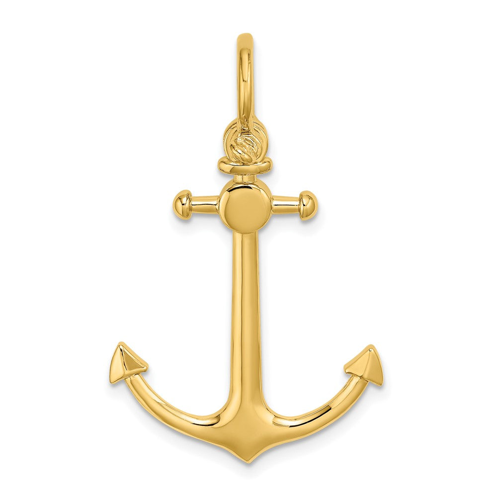 10k Yellow Gold 22.7 mm 3-D Small Anchor w/ Shackle Bail Charm (2.99 grams)