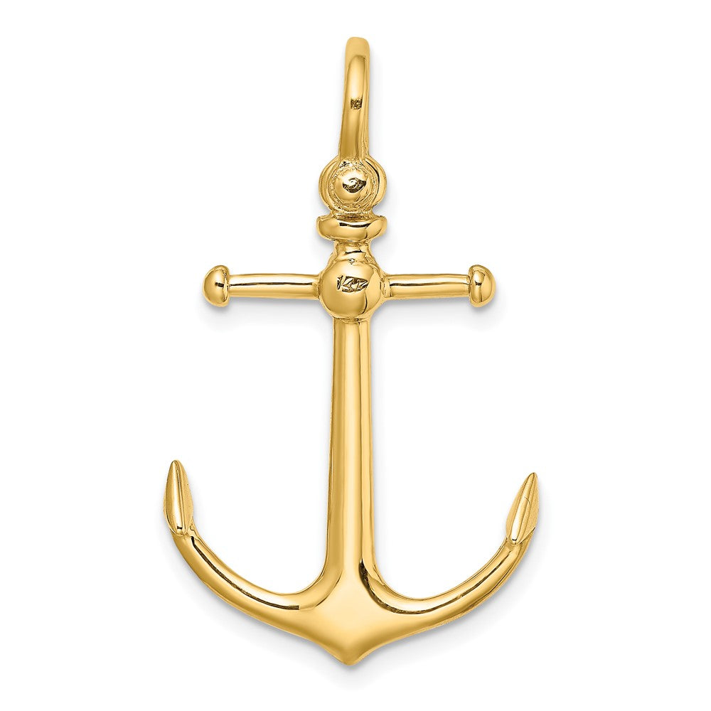 10k Yellow Gold 20.2 mm 3-D Anchor w/ Shackle Bail Charm (2.17 grams)