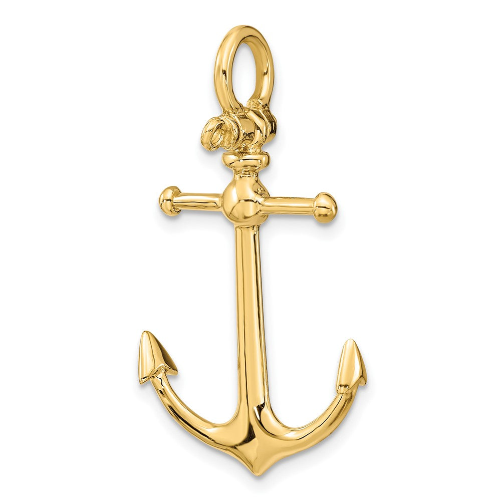 10k Yellow Gold 20.2 mm 3-D Anchor w/ Shackle Bail Charm (2.17 grams)