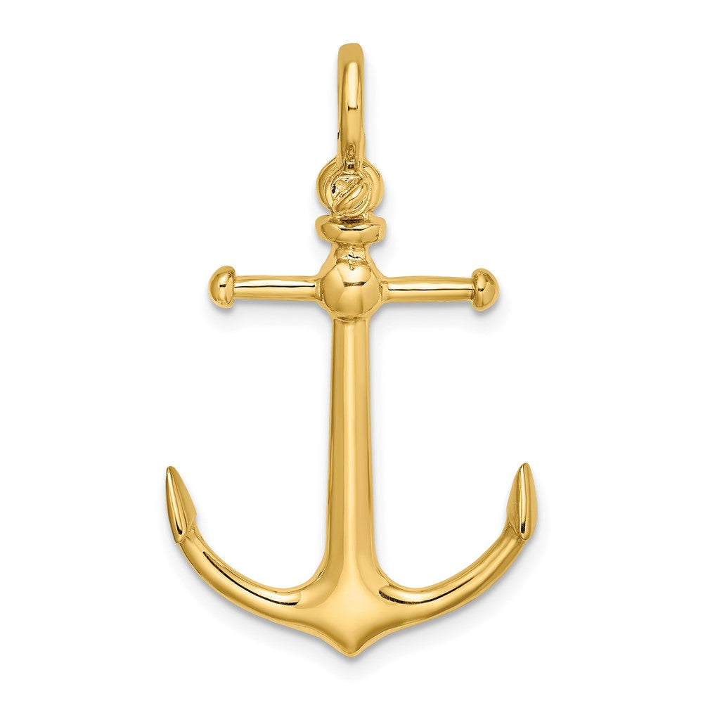 10k Yellow Gold 20.2 mm 3-D Anchor w/ Shackle Bail Charm (2.17 grams)