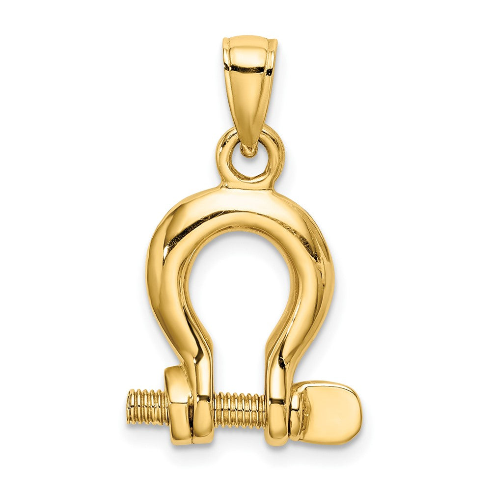 10k Yellow Gold 14 mm 3-D Medium Shackle Link Screw Charm (2.53 grams)