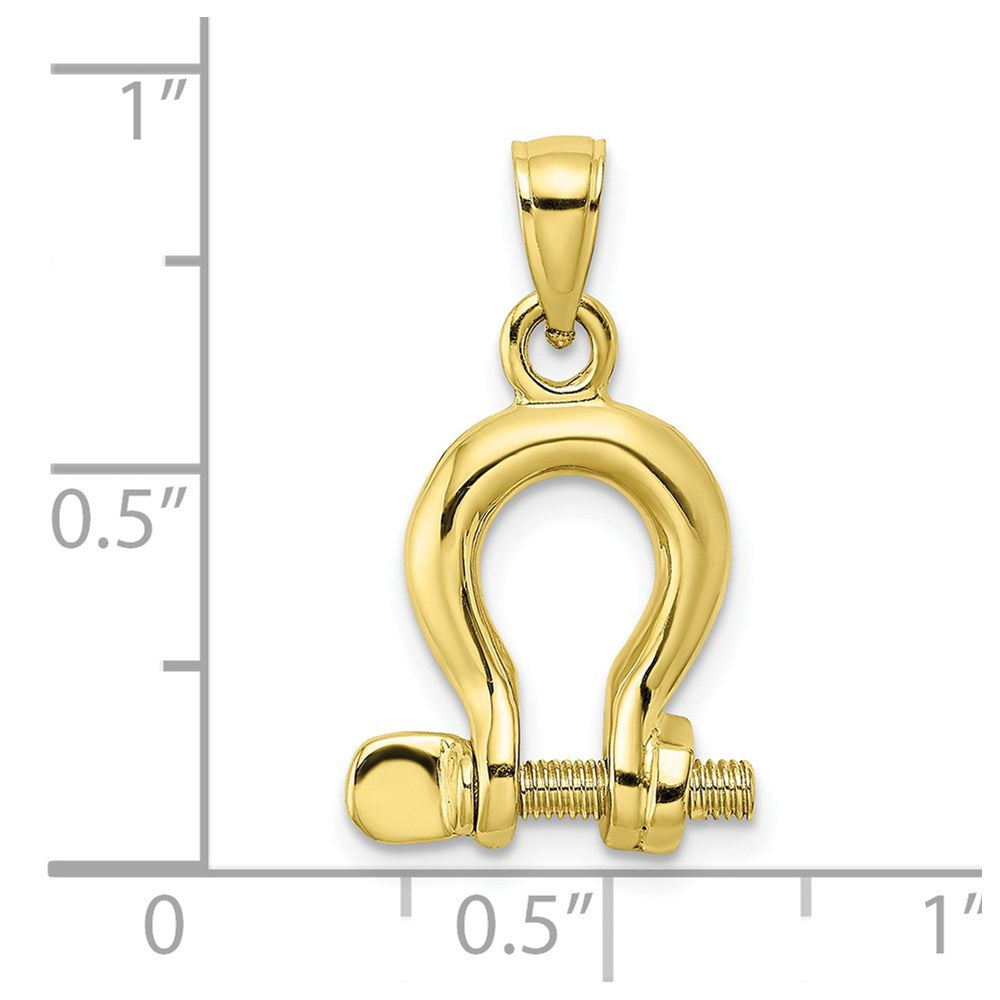 10k Yellow Gold 14 mm 3-D Medium Shackle Link Screw Charm (2.53 grams)