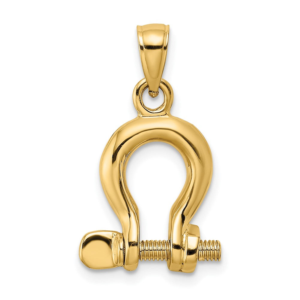 10k Yellow Gold 14 mm 3-D Medium Shackle Link Screw Charm (2.53 grams)