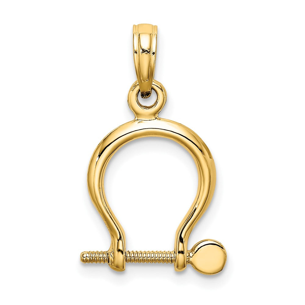 10k Yellow Gold 13 mm 3-D Small Shackle Link Screw Charm (0.98 grams)