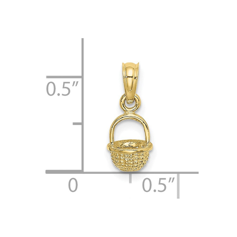 10k Yellow Gold 6.5 mm 3-D Mini Basket Charm (0.6 grams)