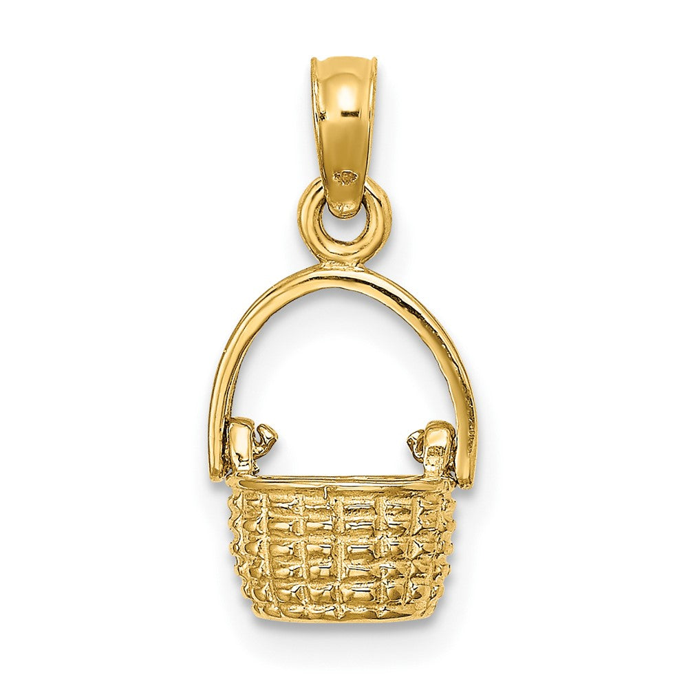 10k Yellow Gold 8.7 mm 3-D Moveable Handle Basket Charm (1 grams)