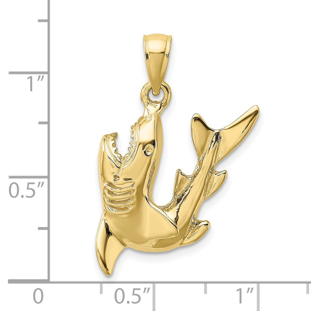 10k Yellow Gold 18.3 mm 2-D Polished Shark Charm (3.04 grams)