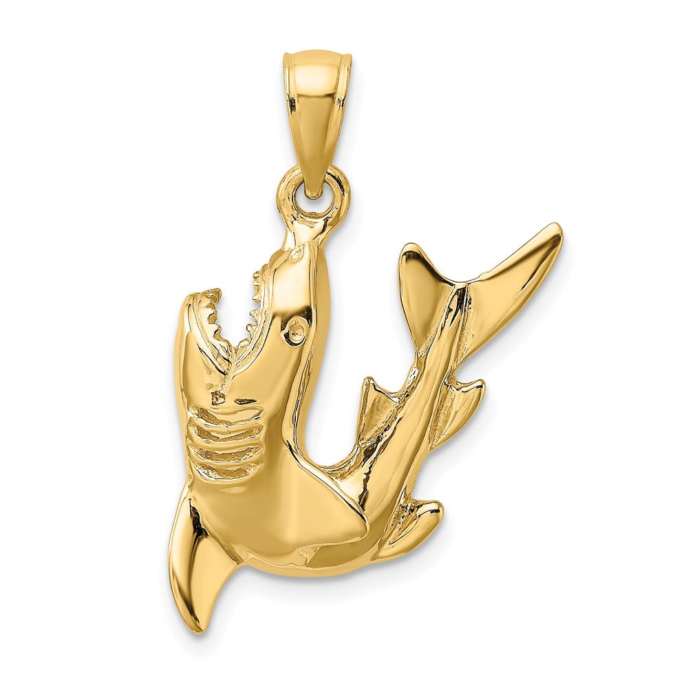 10k Yellow Gold 18.3 mm 2-D Polished Shark Charm (3.04 grams)