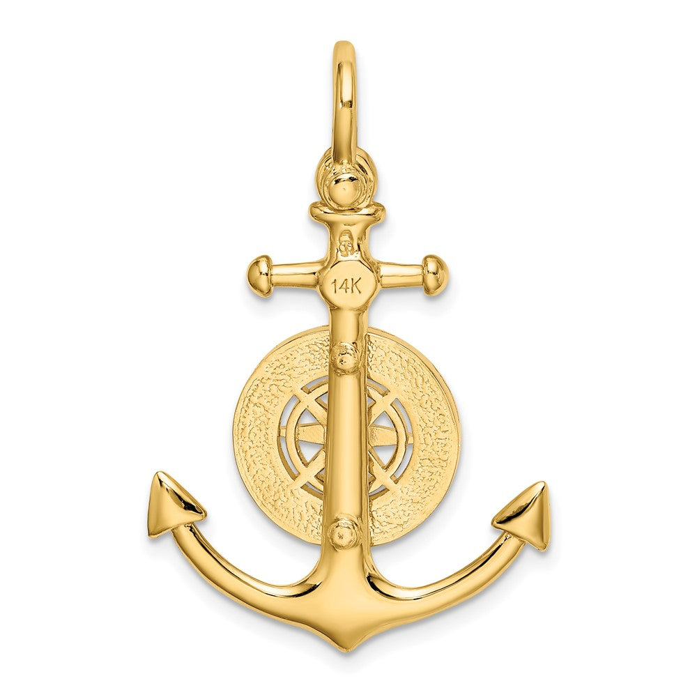 10k Yellow Gold 23.1 mm 3-D Small Anchor w/ Nautical Compass Charm (3.31 grams)