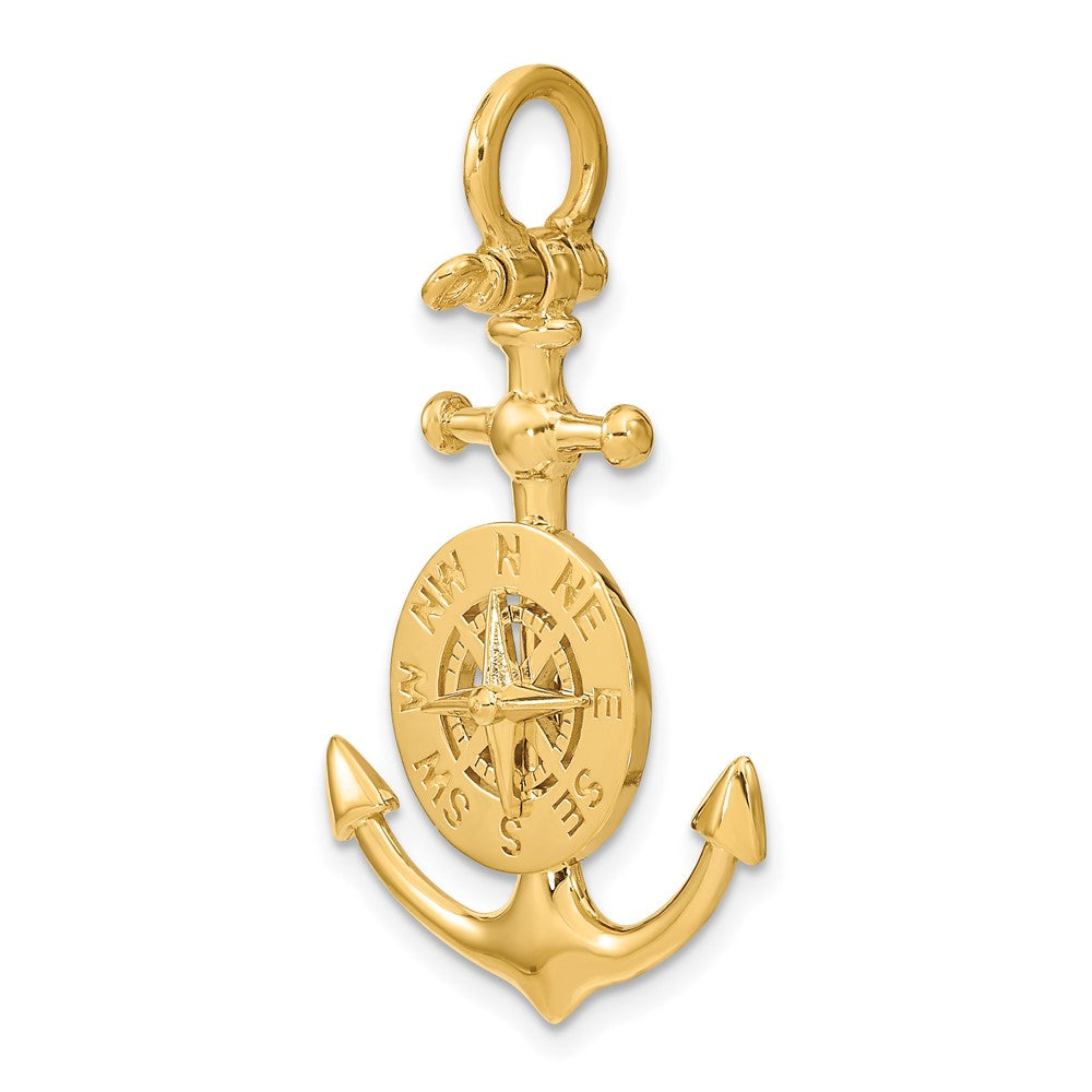 10k Yellow Gold 23.1 mm 3-D Small Anchor w/ Nautical Compass Charm (3.31 grams)