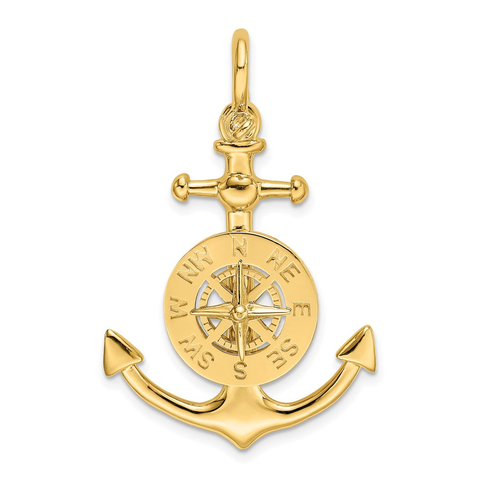 10k Yellow Gold 23.1 mm 3-D Small Anchor w/ Nautical Compass Charm (3.31 grams)