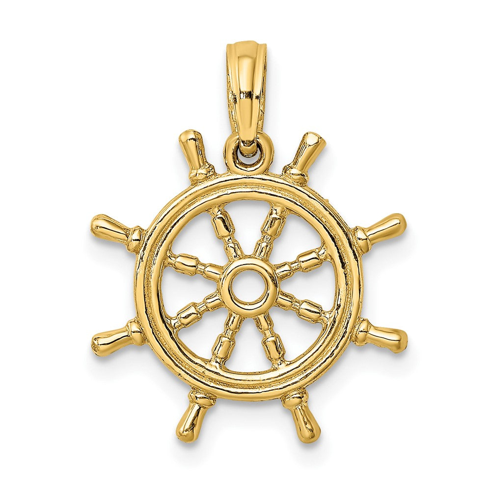 10k Yellow Gold 16.8 mm 3-D Ships Wheel Charm (1.31 grams)