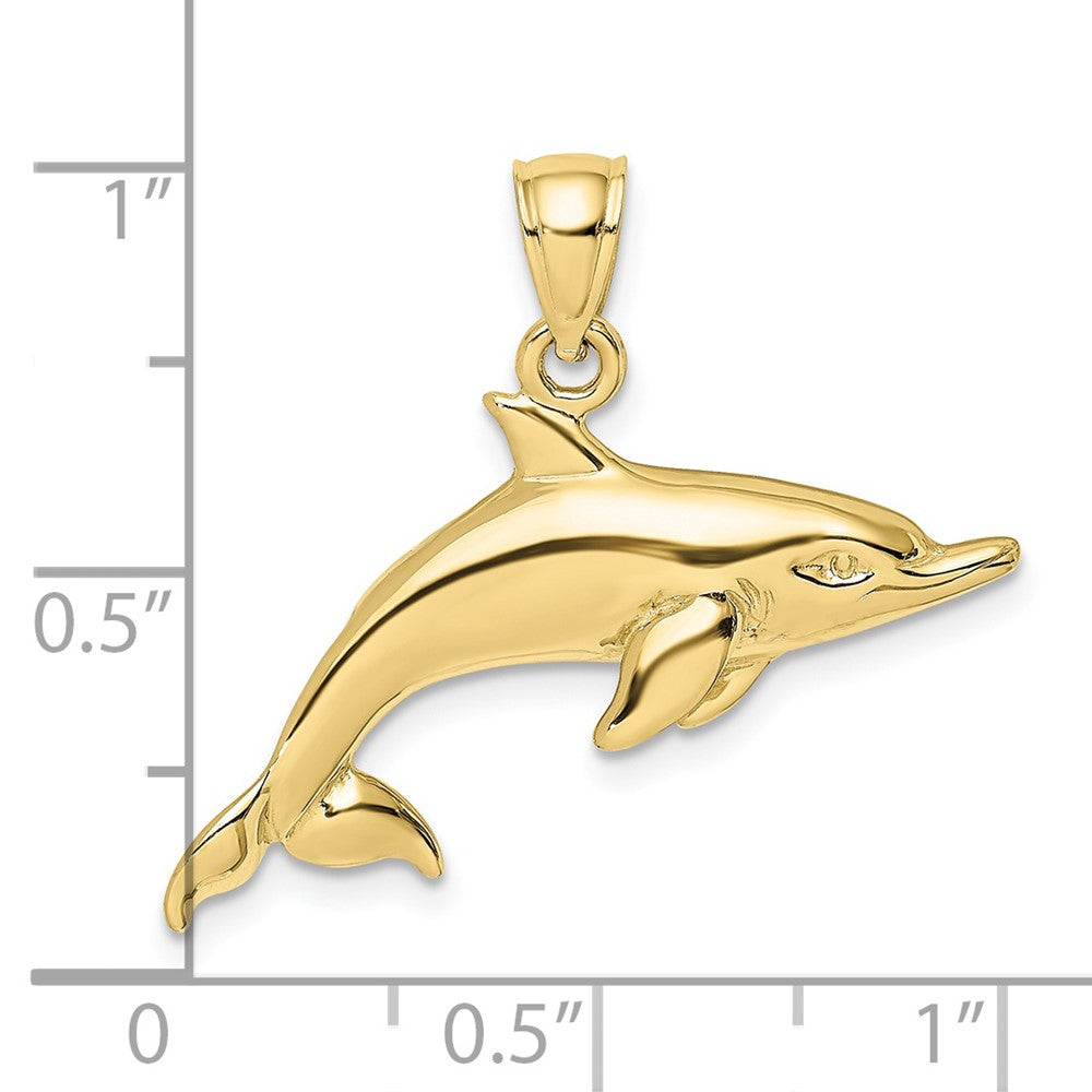 10k Yellow Gold 29.7 mm ng Dolphin Charm (2.22 grams)