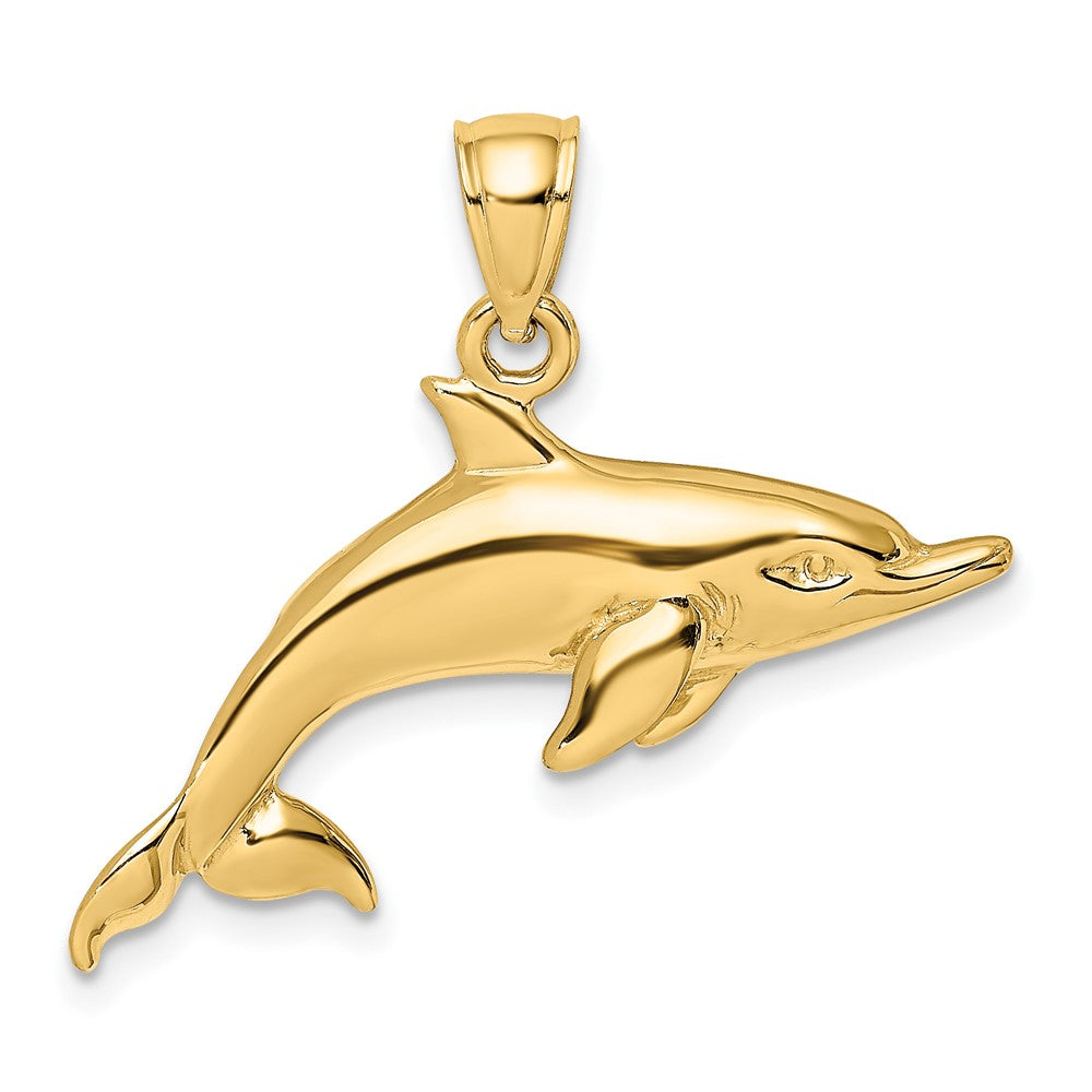 10k Yellow Gold 29.7 mm ng Dolphin Charm (2.22 grams)