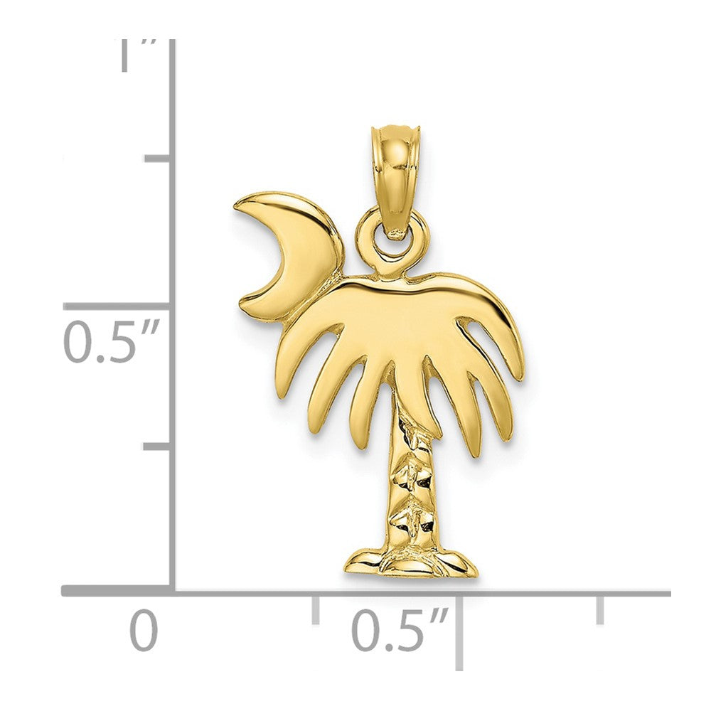 10k Yellow Gold 12.79 mm Polished Charleston Palm Tree Charm (1.38 grams)