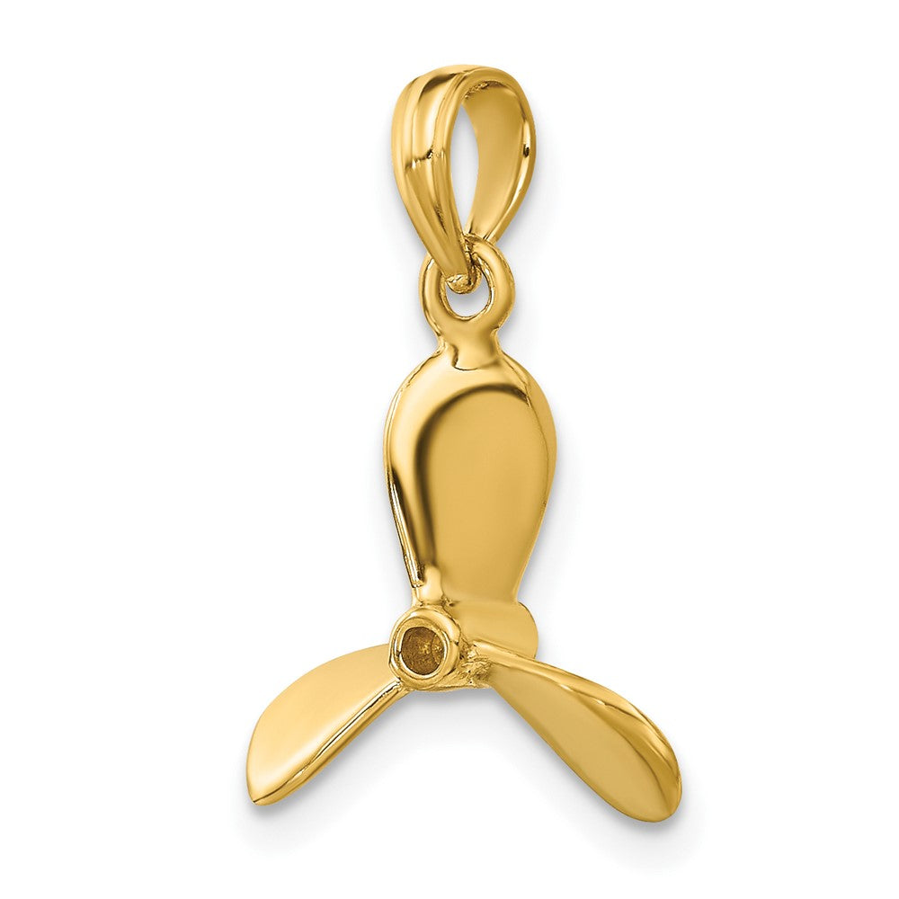 10k Yellow Gold 14.4 mm 3-D w/ 3 Blades Propeller Charm (0.99 grams)